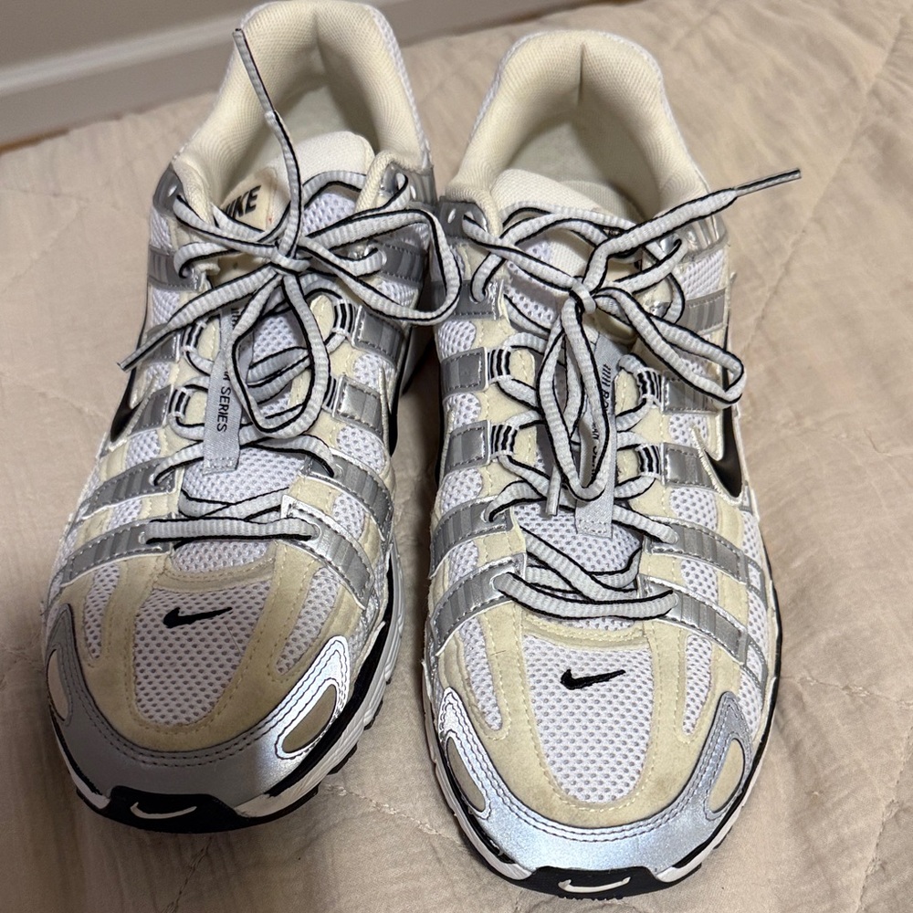 Nike P6000 White and Silver Sneakers